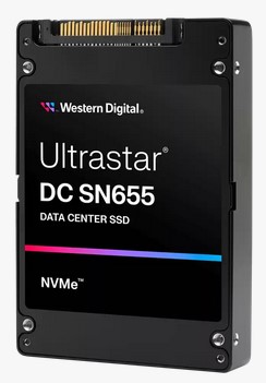 Western Digital Ultrastar DC SN655 NVMe™ SSD, 3.84TB, SE, NVMe 1.4b controller, PCIe Generation 4.0 interface, BiCS5 TLC 3D NAND, U.3 15 mm