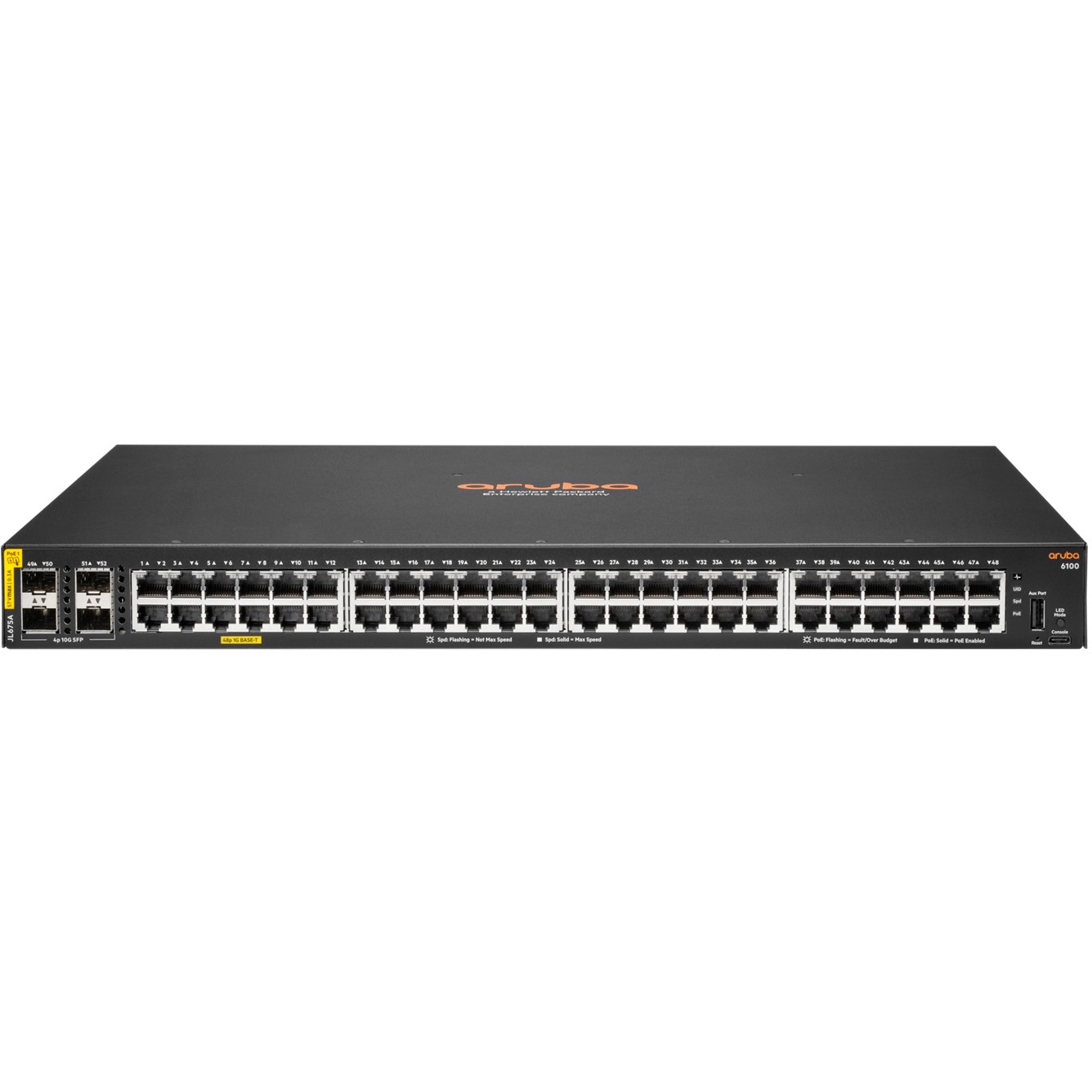 HPE 48+4P HP Enterprise Aruba 6100 48G PoE+ (370W) 4SFP+ Switch M RM