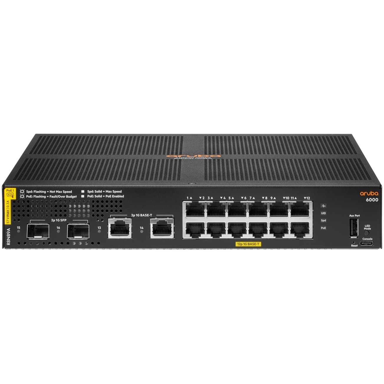 HPE 12+4P HP Enterprise Aruba 6000 12G + 2G/2SFP PoE+ (139W) Switch M RM