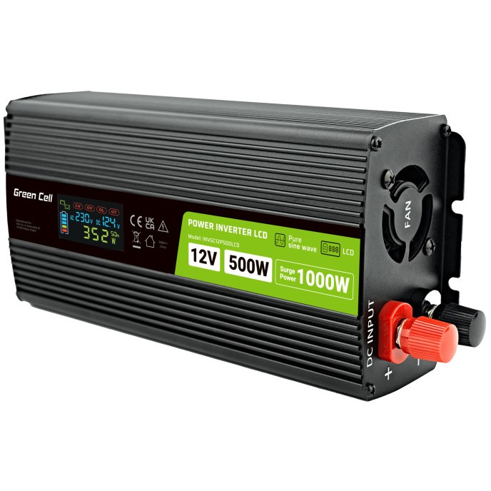 Green Cell Green Cell KFZ Spannungswandler Power Inverter 12V > 230V 500W/1000W Display