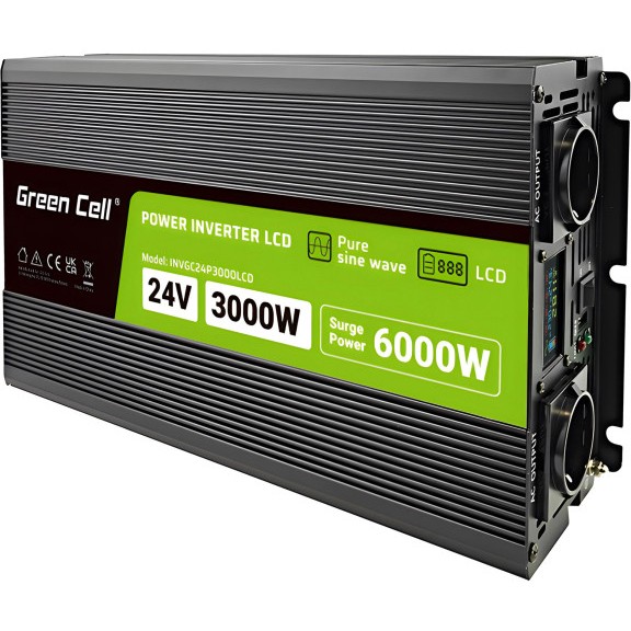 Green Cell Green Cell KFZ Spannungswandler Power Inverter 24V > 230V 3000W/6000W Display