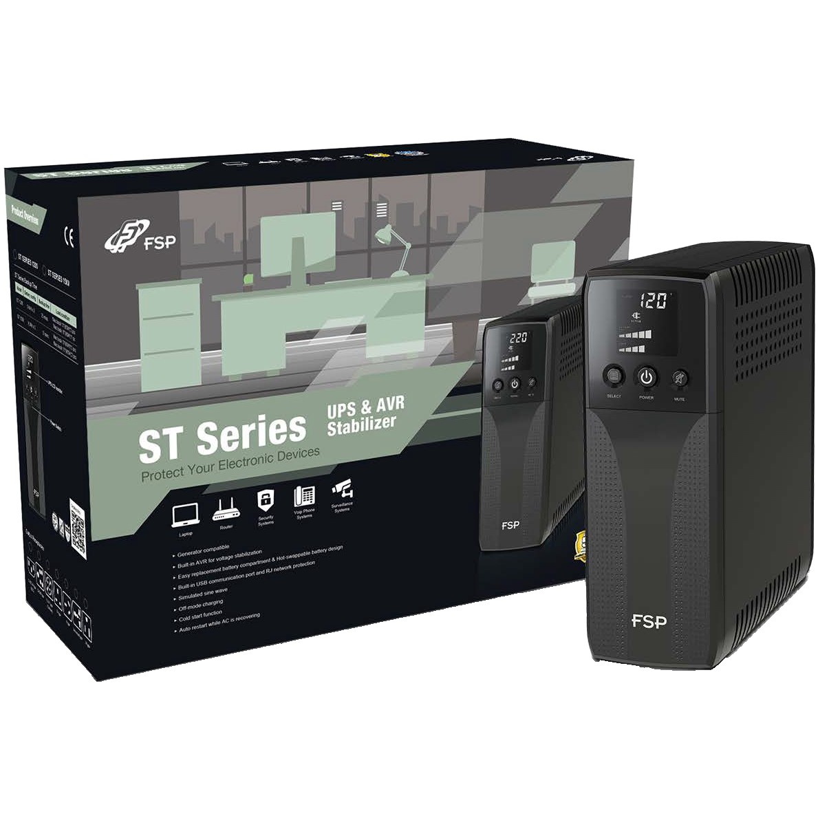 FSP FSP ST 1200 Tower 1200VA 720W RJ45 Ausgang 4x Schuko