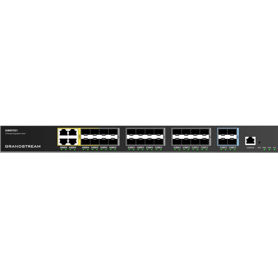 Grandstream 24+4P Grandstream GWN7831, 24x Gigabit ports, 4x SFP+, Layer-3-Aggregations-Switches