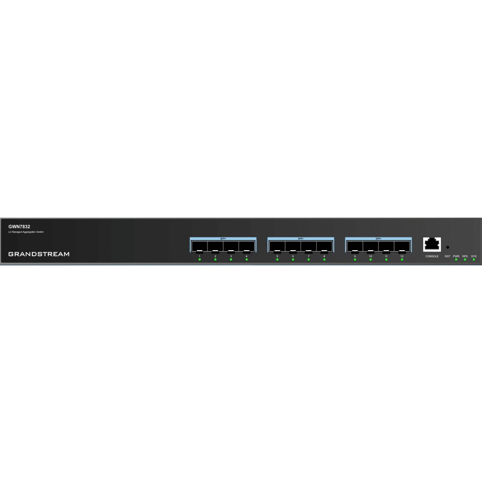 Grandstream 12P Grandstream GWN7832, 12x 10-Gigabit-SFP+-Ports, Layer-3-Aggregations-Switches