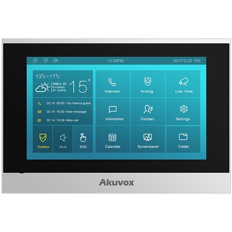 Akuvox Indoor-Station C313W with logo, Touch Screen, POE, silver