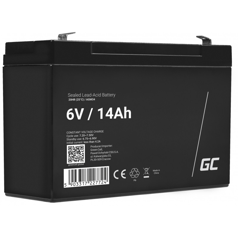 Green Cell Green Cell Ersatzbatterie AGM34 6V/14Ah