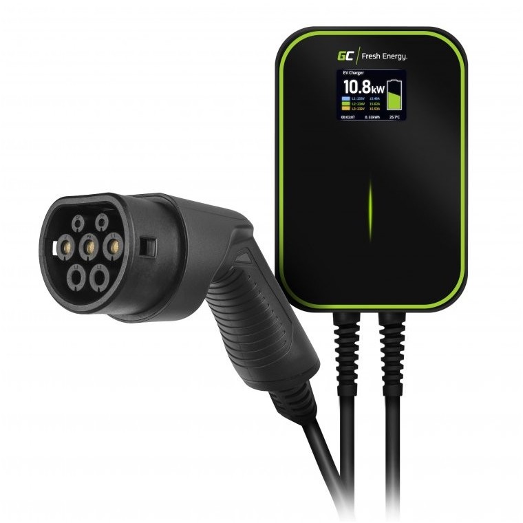 Green Cell Green Cell Wallbox EV PowerBox 2x Ladebuchse mit Typ2 Ladekabel 6m 22KW 32A Schwarz