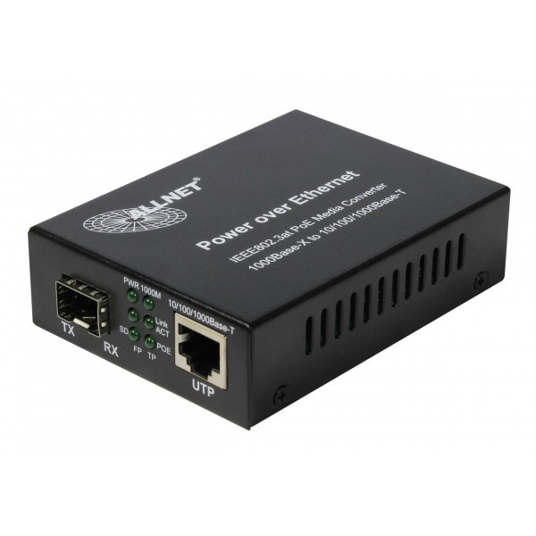 ALLNET NET Z ALLNET Medienkonverter PoE (15,4W/30W) auf 1000BASE-SX/LX Single-/ Multimode SFP Mini-GBIC Anschluss ALL-MC202P-SFP1-PoE