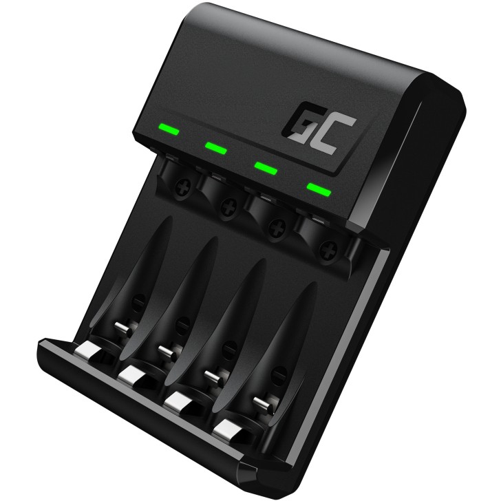 Green Cell Green Cell Akku Ladegerät VitalCharger Ni-MH AA/AAA MicroUSB/USB-C Port Schwarz