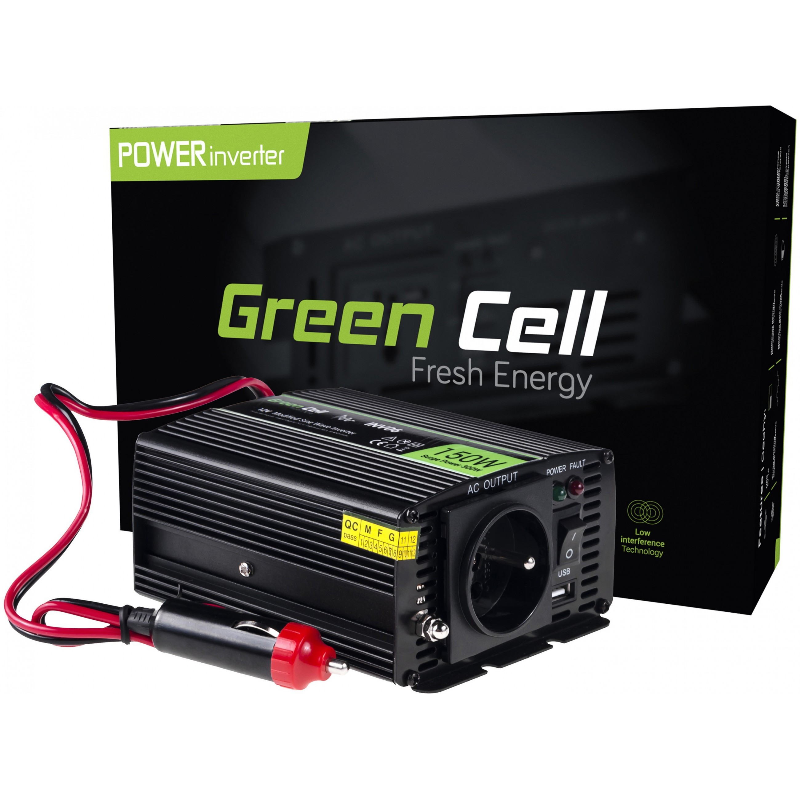 Green Cell Green Cell KFZ Spannungswandler Power Inverter 12V > 230V 150/300W