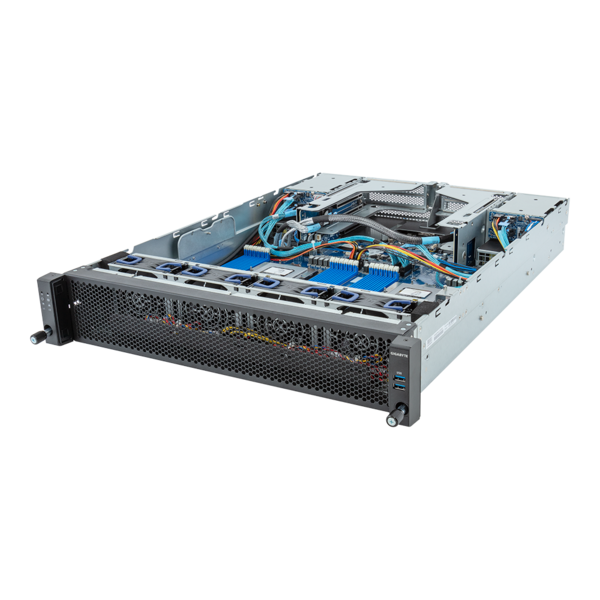 GIGABYTE E283-Z90-AAV1 - Edge Server - EPYC 9004 - 2U DP 4-Bay Gen4 NVMe/SATA/SAS Titanium