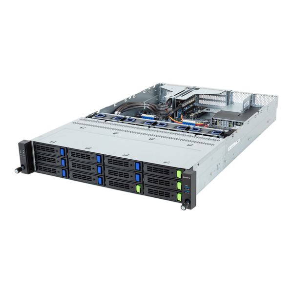 GIGABYTE R263-Z34-AAH1 - Rack Server - EPYC 9004 - 2U UP 12-Bay Gen5 NVMe/SATA/SAS-4 Titanium