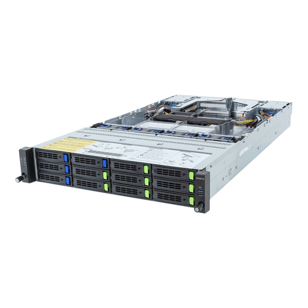 GIGABYTE R283-Z97-AAL1 - Rack Server - EPYC 9004 - 2U DP 12+4-Bay Gen5 NVMe/SATA/SAS-4 2700W Titanium