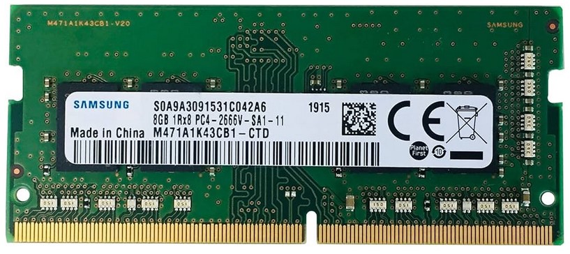 Samsung DDR4 2666Mbps 8GB Unbuffered Non-ECC SODIMM 1Gx8