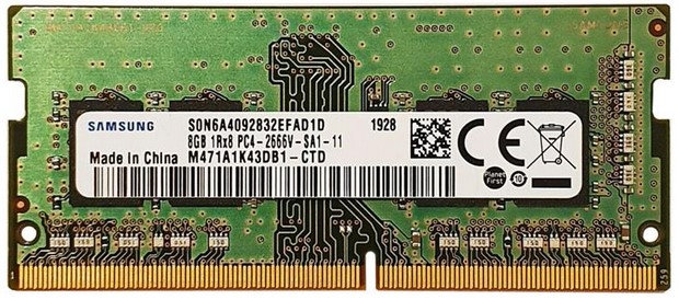 Samsung DDR4 2666Mbps 8GB Unbuffered Non-ECC SODIMM 1Gx8