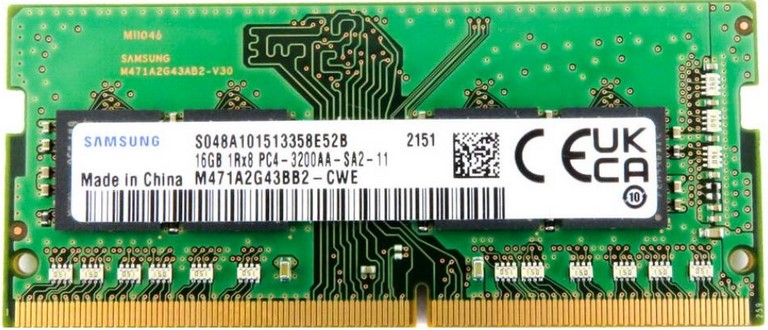 Samsung DDR4 3200Mbps 16GB Unbuffered Non-ECC SODIMM 1Gx8 2rank