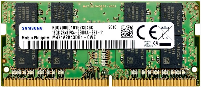 Samsung DDR4 3200Mbps 16GB Unbuffered Non-ECC SODIMM 1Gx8 1rank