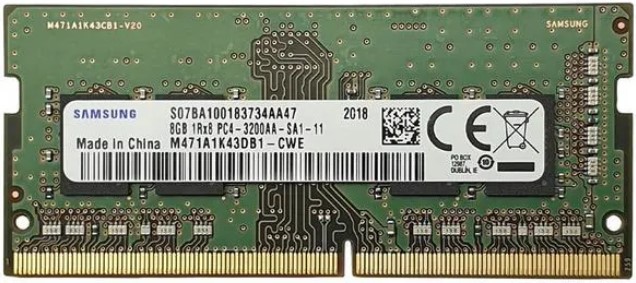 Samsung DDR4 3200Mbps 8GB Unbuffered ECC SODIMM 1Gx8