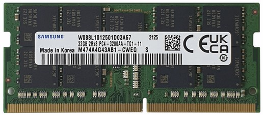 Samsung DDR4 3200Mbps 32GB Unbuffered ECC SODIMM 2Gx8 2Rx8