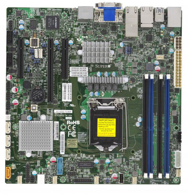 Supermicro Motherboard X11SSZ-TLN4F Single Intel® 6th Generation Core™ i3 series Intel® Celeron®Intel® Pentium®Intel® 6th Generation Core™ i5 series Intel® 6th Generation Core™ i7 series Intel® 7th Generation Core™ i3 series Intel® 7th Generation Core™ i5 series Intel® 7th Generation Core™ i7 series Intel® Xeon® processor E3-1200 v5 series Intel® Xeon® processor E3-1200 v6