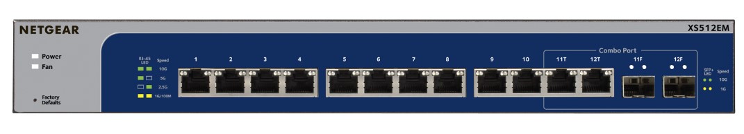 NETGEAR XS512EM — 12-poorts 10-Gigabit/Multi-Gigabit Ethernet Plus-switch met 2 SFP+ poorten