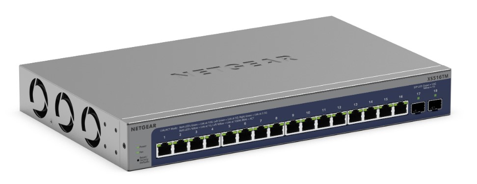 NETGEAR XS516TM — 16-poorts 10G/Multi-Gigabit Ethernet Smart Switch met 2 SFP+-poorten