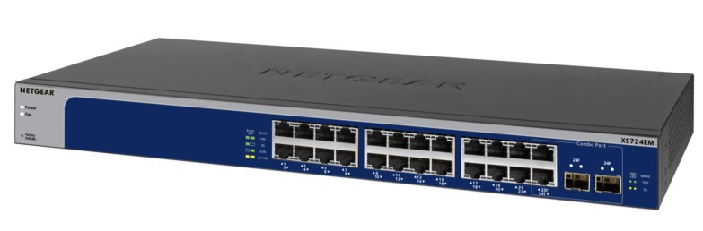 NETGEAR XS724EM — 24-poorts 10-Gigabit/Multi-Gigabit Ethernet Plus-switch met 2 SFP+ poorten