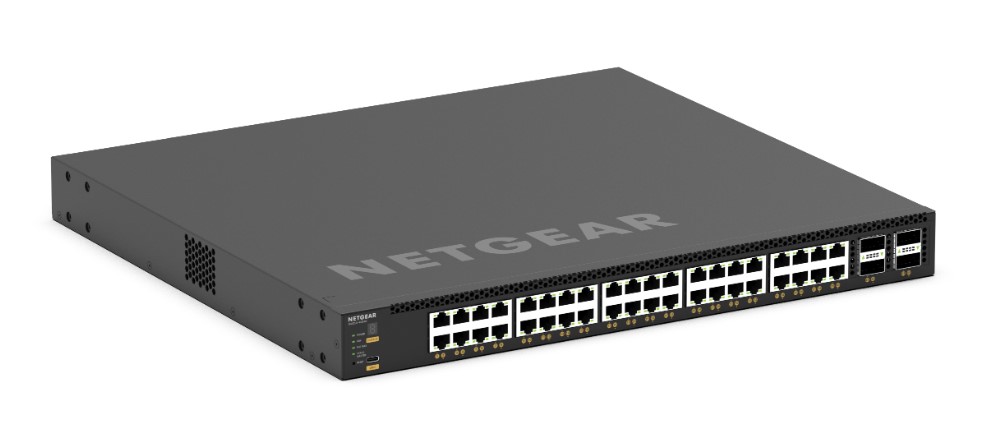 NETGEAR M4350-40X4C (XSM4344C) — 40x10G/Multi-Gig PoE++ (196W basis, tot 1.676W) en 4xQSFP28 100G Managed Switch